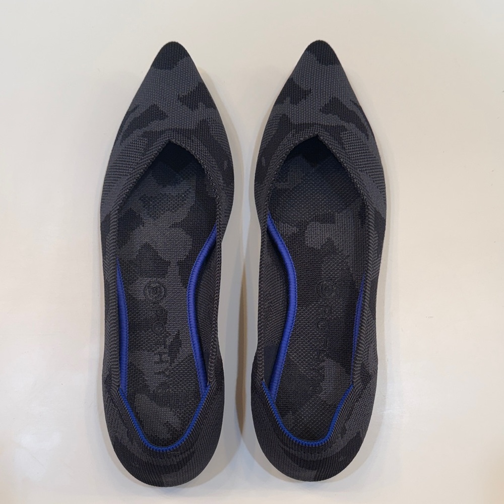 Rothy's The Point I Black & Charcoal camo Pointed-Toe Flats